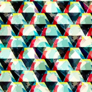 Bright abstract geometric seamless pattern in graffiti style. Quality vector  Stock Illustration