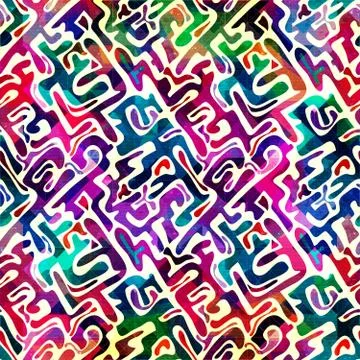 Bright abstract geometric seamless pattern in graffiti style. Quality vector  Stock Illustration