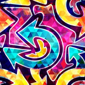 Bright abstract geometric seamless pattern in graffiti style. Quality vector  Stock-Illustration