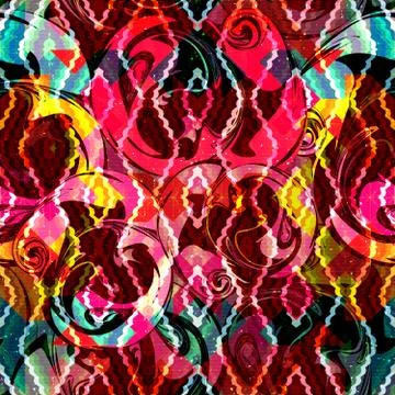 Bright abstract geometric seamless pattern in graffiti style. Quality vector  Stock Illustration