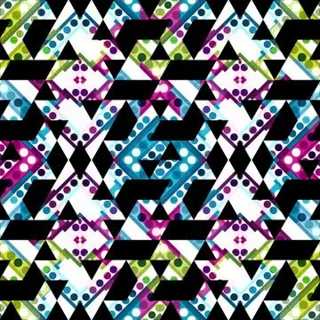 Bright abstract geometric seamless pattern in graffiti style. Quality vector  스톡 일러스트