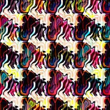 Bright abstract geometric seamless pattern in graffiti style. Quality vector  Stock Illustration