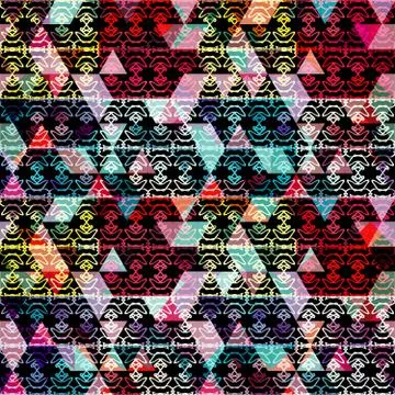 Bright abstract geometric seamless pattern in graffiti style. Quality vector  스톡 일러스트