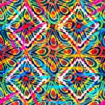 Bright abstract geometric seamless pattern in graffiti style. Quality vector  Stock Illustration