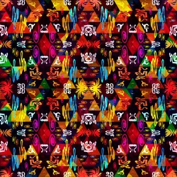 Bright abstract geometric seamless pattern in graffiti style. Quality vector  Stock Illustration