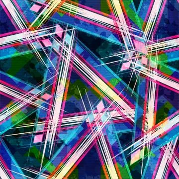Bright abstract geometric seamless pattern in graffiti style. Quality vector  스톡 일러스트