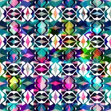 Bright abstract geometric seamless pattern in graffiti style. Quality vector  Stock Illustration