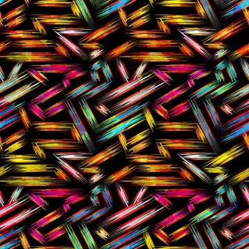 Bright abstract geometric seamless pattern in graffiti style. Quality vector  Stock Illustration
