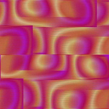 Bright abstract geometric seamless pattern of stripes and moire shapes. Stock Illustration