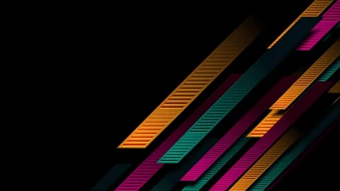Bright abstract geometric tech diagonal shapes on black background Stock Footage 342804340