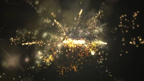 Bright Abstract Glittering Sparkle Explosion with Golden Particles Stock Footage 303406202