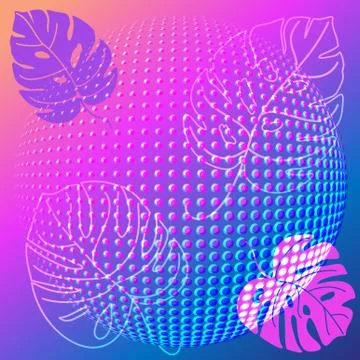 Bright abstract gradient background with halftone sphere Illustrazione stock