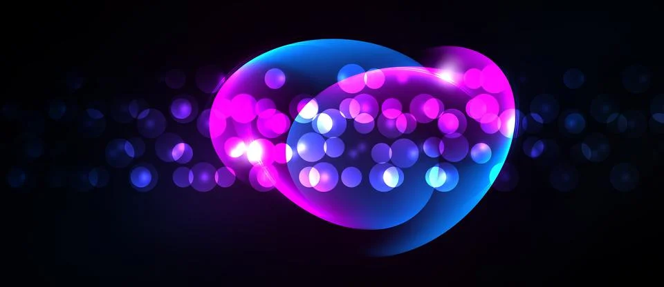 Bright abstract heart shape glows against dark background. Numerous small 스톡 일러스트