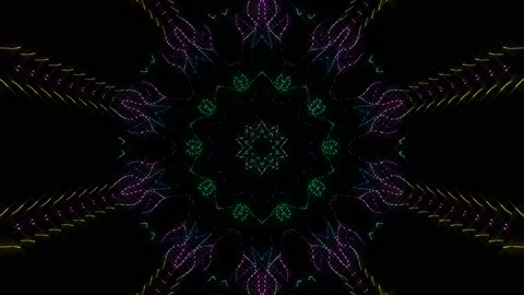 Bright abstract light that arranges full colors,mandala, black backgrounds Video stock 206050621