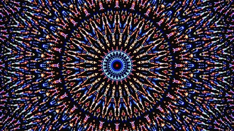 Bright abstract light governing full color, kaleidoscope, black background Video stock 163768579