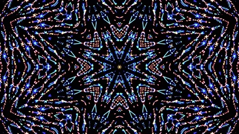 Bright abstract light governing full color, kaleidoscope, black background Video stock 164889226