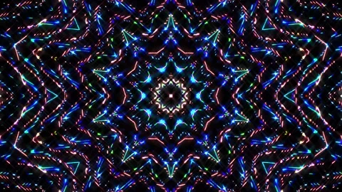 Bright abstract light governing full color, kaleidoscope, black background Stock Footage 164891655