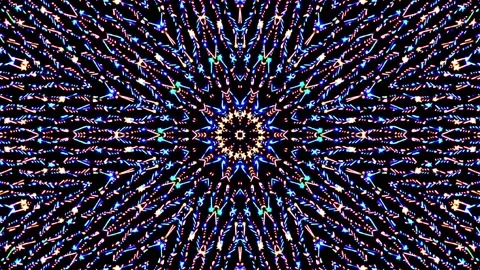 Bright abstract light governing full color, kaleidoscope, black background Stock Footage 164894255