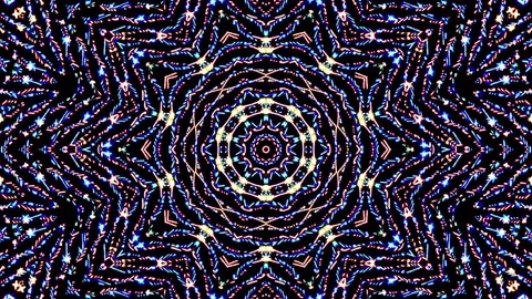 Bright abstract light governing full color, kaleidoscope, black background Video stock 164901947