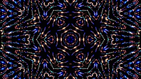 Bright abstract light governing full color, kaleidoscope, black background 스톡 동영상 165106818