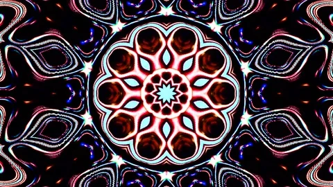 Bright abstract light governing full color, kaleidoscope, black background Video stock 165140199