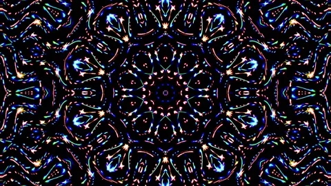 Bright abstract light governing full color, kaleidoscope, black background 스톡 동영상 165150686