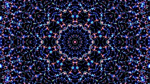 Bright abstract light governing full color, kaleidoscope, black background Video stock 165190048