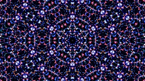 Bright abstract light governing full color, kaleidoscope, black background Video stock 165190709