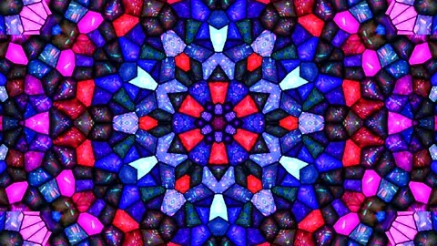 Bright abstract light governing full color, kaleidoscope, black background 스톡 동영상 165280353