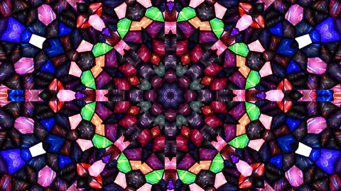 Bright abstract light governing full color, kaleidoscope, black background Stock Footage 166122250