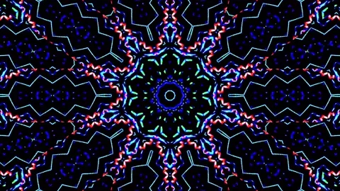 Bright abstract light governing full color, kaleidoscope, black background Video stock 166123398