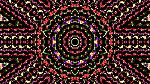 Bright abstract light governing full color, kaleidoscope, black background Video stock 168265074