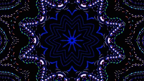 Bright abstract light governing full color, kaleidoscope, black background Video stock 169330114