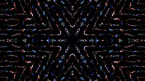 Bright abstract light governing full color, kaleidoscope, black background Video stock 176557055