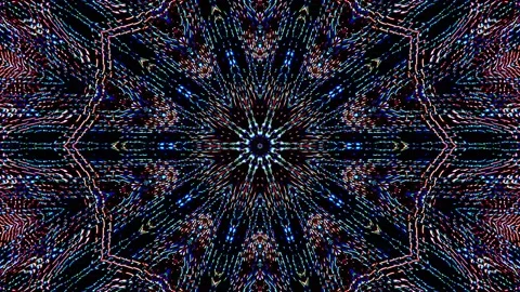 Bright abstract light governing full color, kaleidoscope, black background 스톡 동영상 182547161