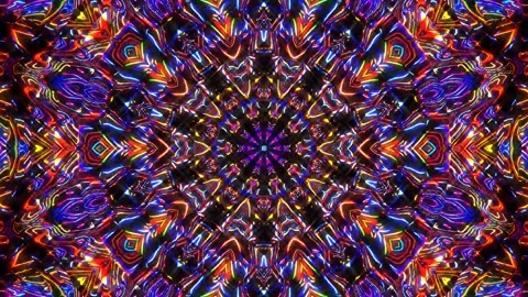 Bright abstract light governing full color, kaleidoscope, black background Stock-Footage 183014963