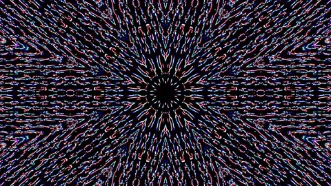 Bright abstract light governing full color, kaleidoscope, black background Video stock 183458557