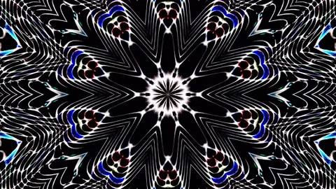 Bright abstract light governing full color, kaleidoscope, black background Video stock 183532675