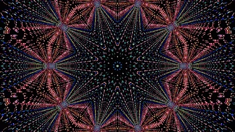Bright abstract light governing full color, kaleidoscope, black background Stock Footage 184016117