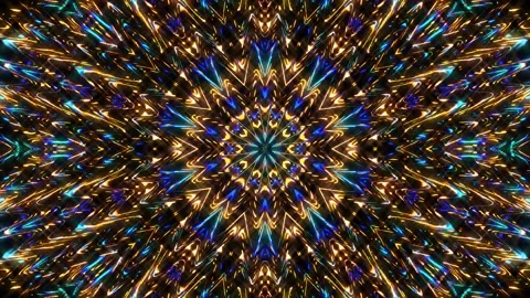 Bright abstract light governing full color, kaleidoscope, black background Stock-Footage 194011009