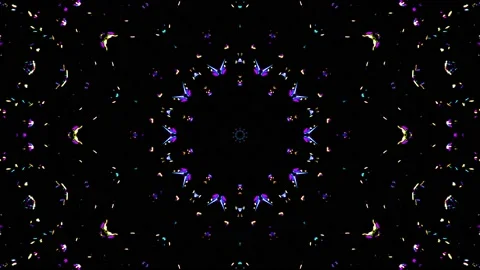 Bright abstract light governing full color, kaleidoscope, black background Video stock 194399092