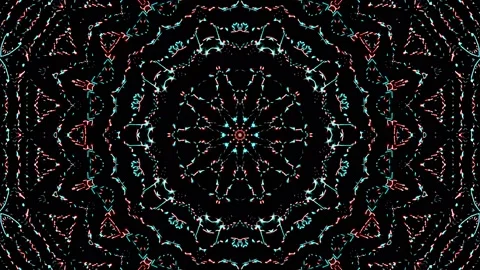 Bright abstract light governing full color, kaleidoscope, black background Stock Footage 195230848