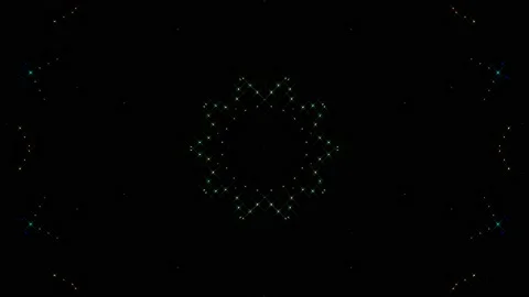 Bright abstract light governing full color, kaleidoscope, black background Video stock 200467500