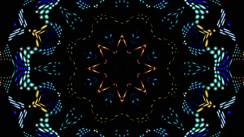 Bright abstract light governing full color, kaleidoscope, black background 스톡 동영상 201077218