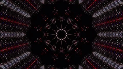 Bright abstract light governing full color, kaleidoscope, black background Video stock 205554809