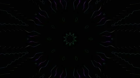 Bright abstract light governing full color, kaleidoscope, black background Video stock 206049926