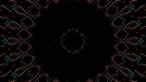 Bright abstract light governing full color, kaleidoscope, black background Video stock 206771371