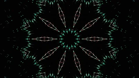 Bright abstract light governing full color, kaleidoscope, black background Stock Footage 208046894