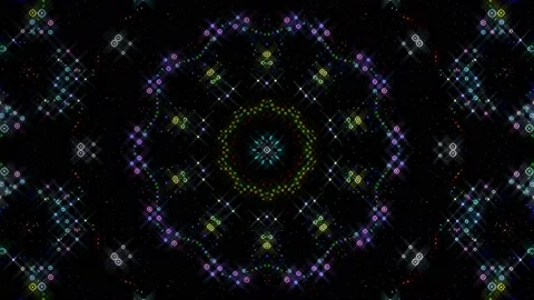Bright abstract light governing full color, kaleidoscope, black background Video stock 224838026