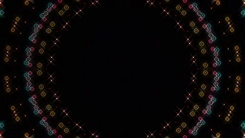 Bright abstract light governing full color, kaleidoscope, black background Video stock 225654372